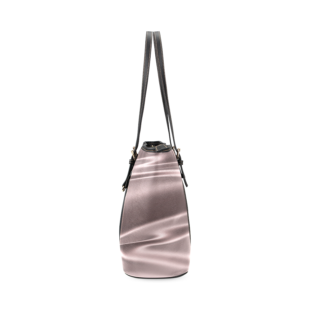 Lilac satin 3D texture Black Center Version Leather Tote Bag/Small (Model 1640)