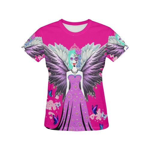 Fairy Sugarskull Queen Victoria All Over Print T-Shirt for Women (USA Size) (Model T40)