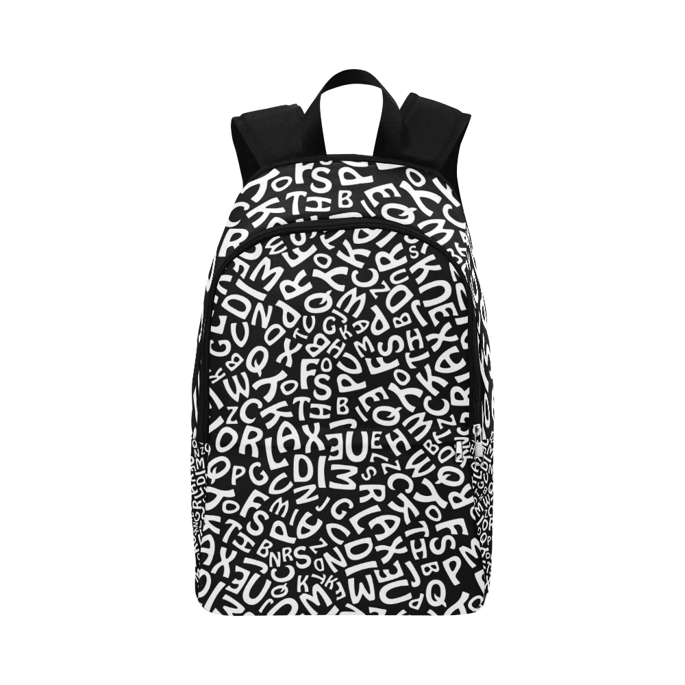Alphabet Black and White Letters Fabric Backpack for Adult (Model 1659 ...