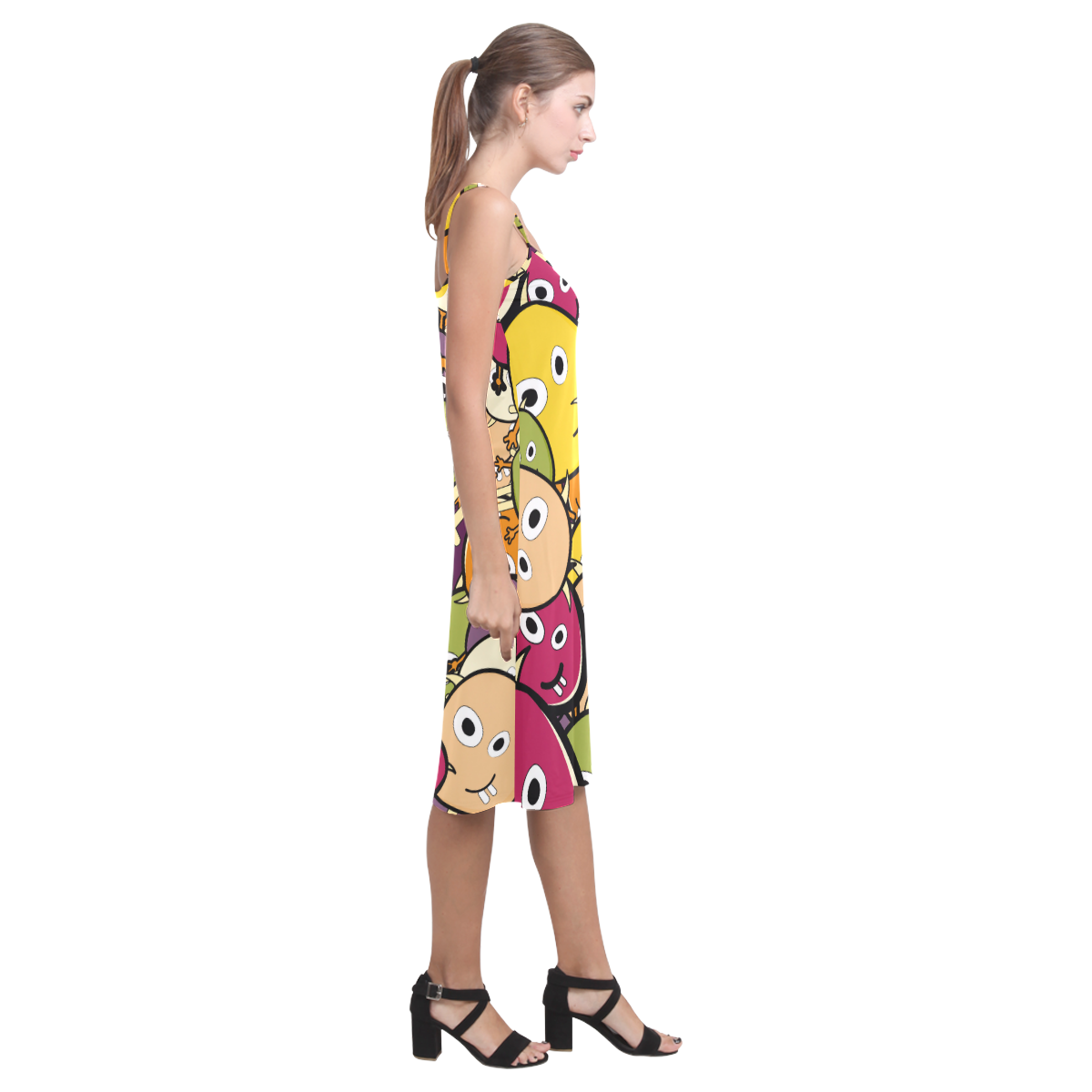 monster colorful doodle Alcestis Slip Dress (Model D05)