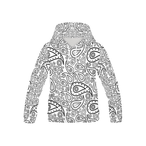 black and white paisley All Over Print Hoodie for Kid (USA Size) (Model H13)