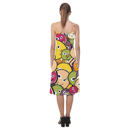 monster colorful doodle Alcestis Slip Dress (Model D05)