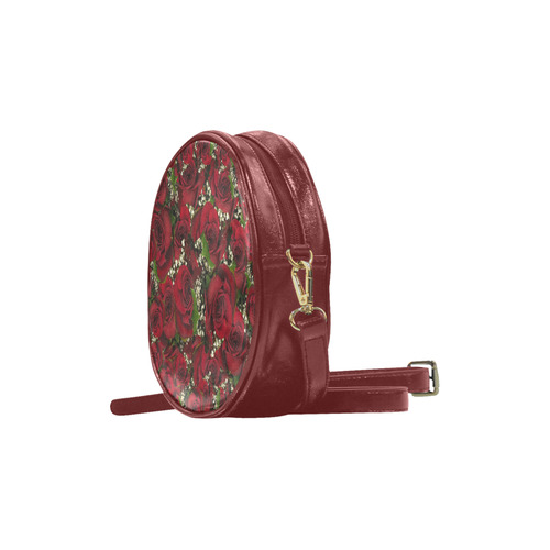 Carmine Roses Round Sling Bag (Model 1647)