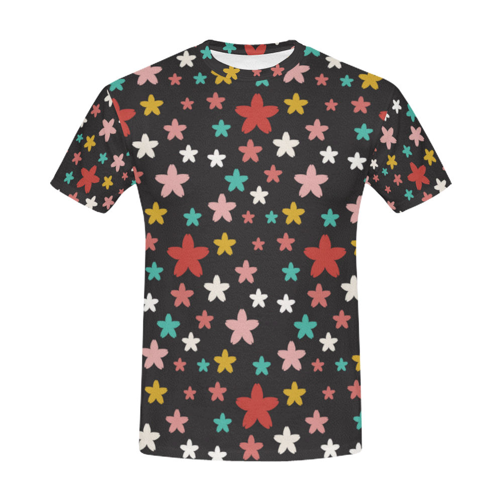Symmetric Star Flowers All Over Print T-Shirt for Men (USA Size) (Model T40)