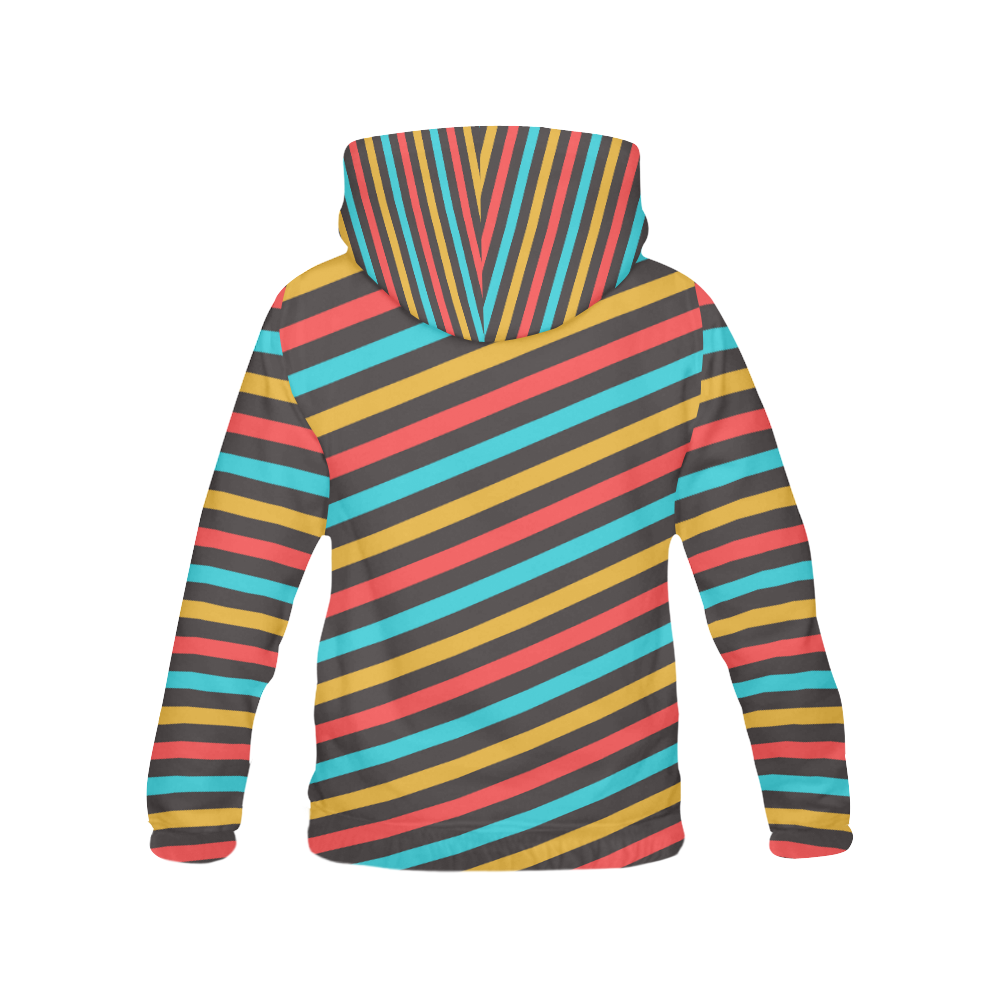 retro stripe All Over Print Hoodie for Women (USA Size) (Model H13)