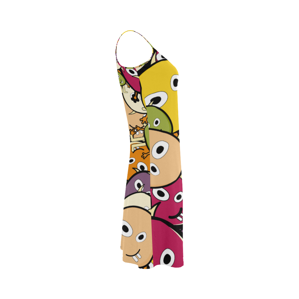 monster colorful doodle Alcestis Slip Dress (Model D05)