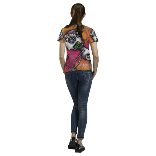 Smell the flowers All Over Print T-Shirt for Women (USA Size) (Model T40)