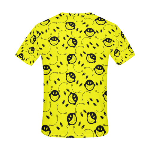 monkey tongue out on yellow All Over Print T-Shirt for Men (USA Size) (Model T40)