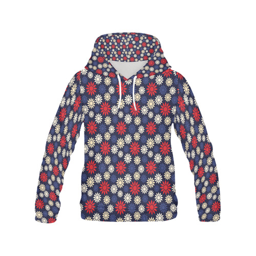 Red Symbolic Camomiles Floral All Over Print Hoodie for Men (USA Size) (Model H13)