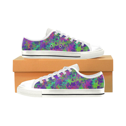 Purple Shooting Stars Low Top Canvas Shoes for Kid (Model 018)