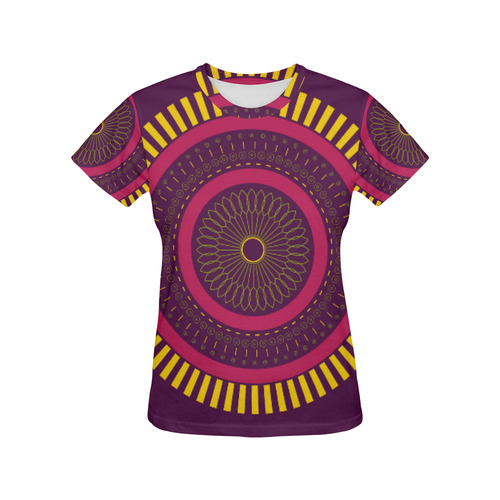 red zen mandala circle All Over Print T-Shirt for Women (USA Size) (Model T40)