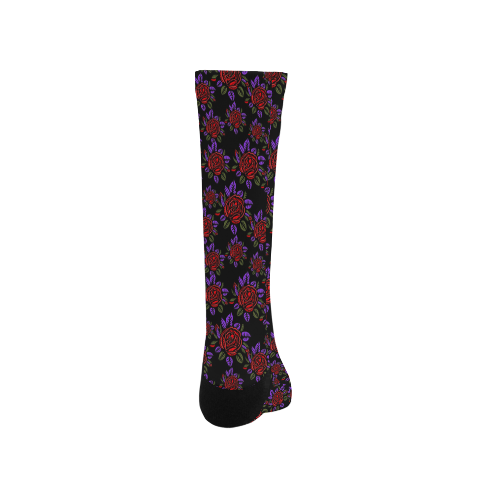 Red and Purple Roses Floral Pattern Trouser Socks