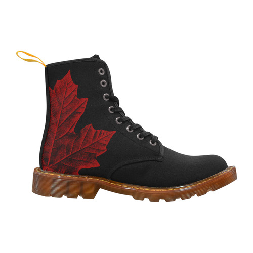 Canada Maple Leaf Boots Black Malpe Leaf Martin Boots For Women Model 1203H