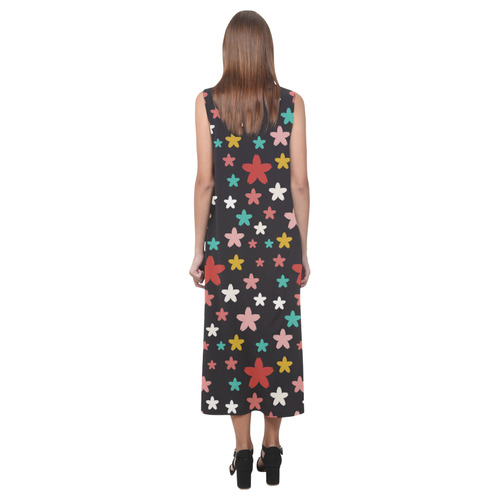 Symmetric Star Flowers Phaedra Sleeveless Open Fork Long Dress (Model D08)