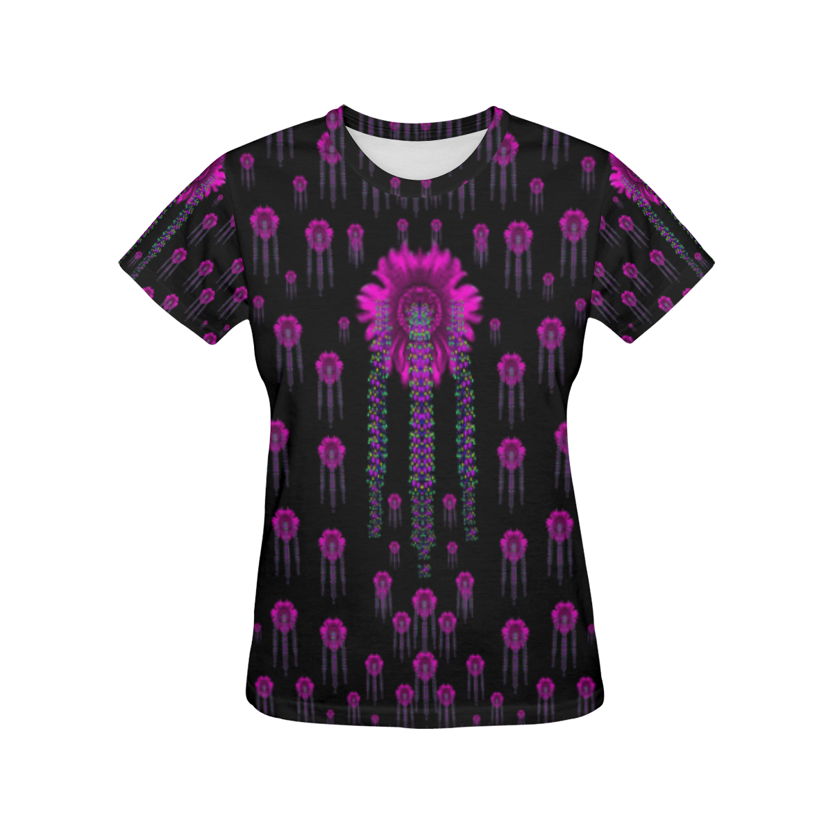 Jungle Flowers All Over Print T-Shirt for Women (USA Size) (Model T40)