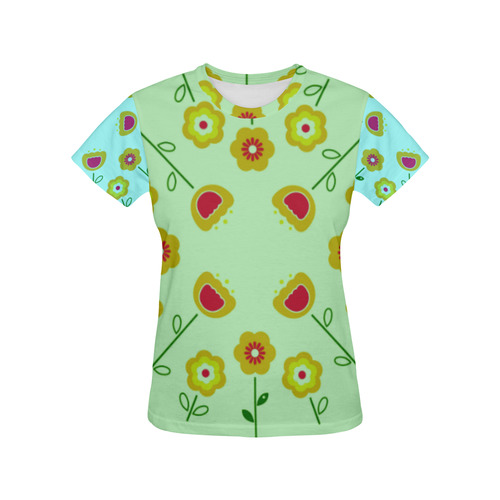 Designers all over print t-shirt with Floral mandala All Over Print T-Shirt for Women (USA Size) (Model T40)