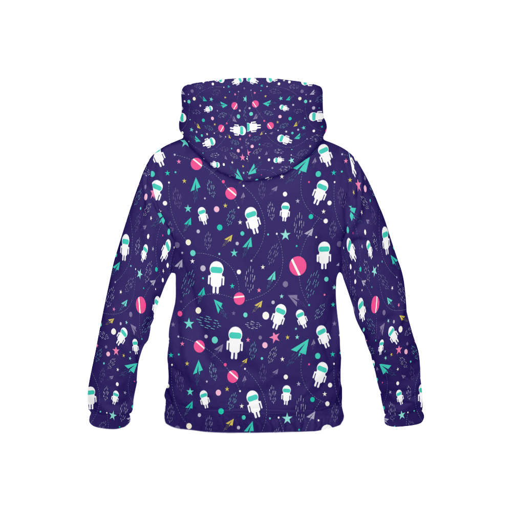 Cute Doodle Astronauts All Over Print Hoodie for Kid (USA Size) (Model H13)