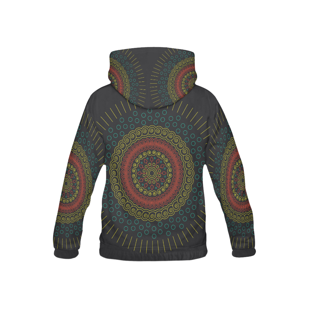 yellow with red mandala circular All Over Print Hoodie for Kid (USA Size) (Model H13)