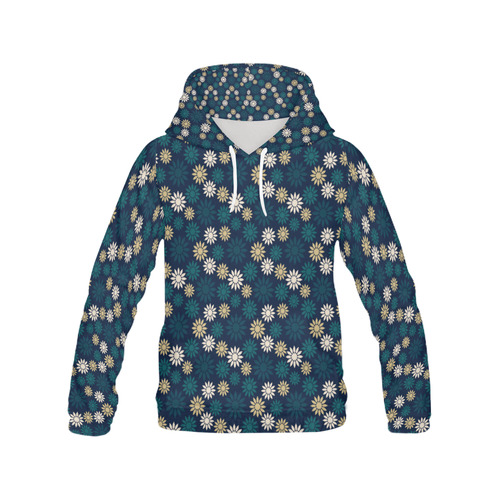 Blue Symbolic Camomiles Floral All Over Print Hoodie for Men (USA Size) (Model H13)