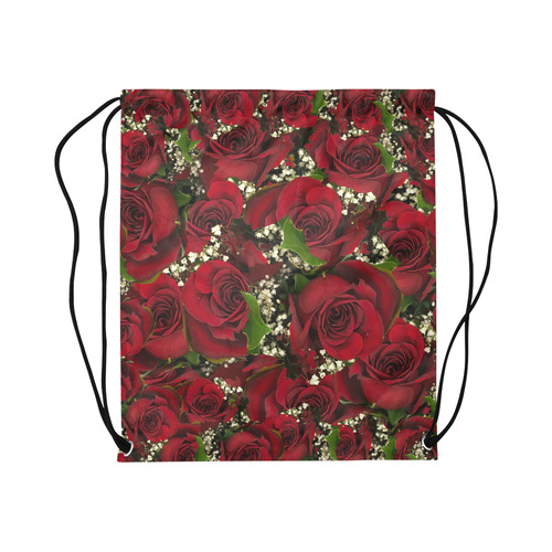 Carmine Roses Large Drawstring Bag Model 1604 (Twin Sides)  16.5"(W) * 19.3"(H)