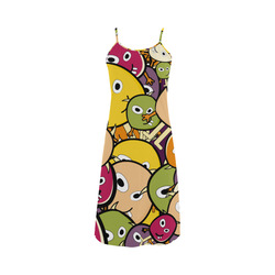 monster colorful doodle Alcestis Slip Dress (Model D05)