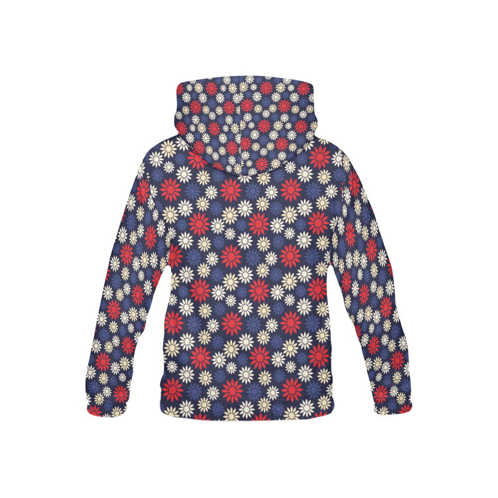 Red Symbolic Camomiles Floral All Over Print Hoodie for Kid (USA Size) (Model H13)