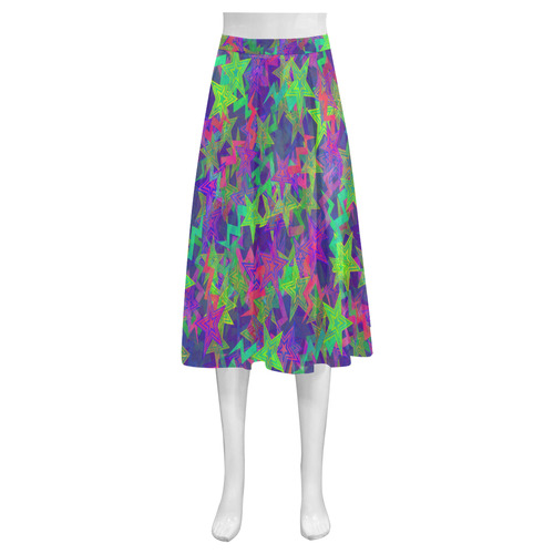Purple Shooting Stars Mnemosyne Women's Crepe Skirt (Model D16)