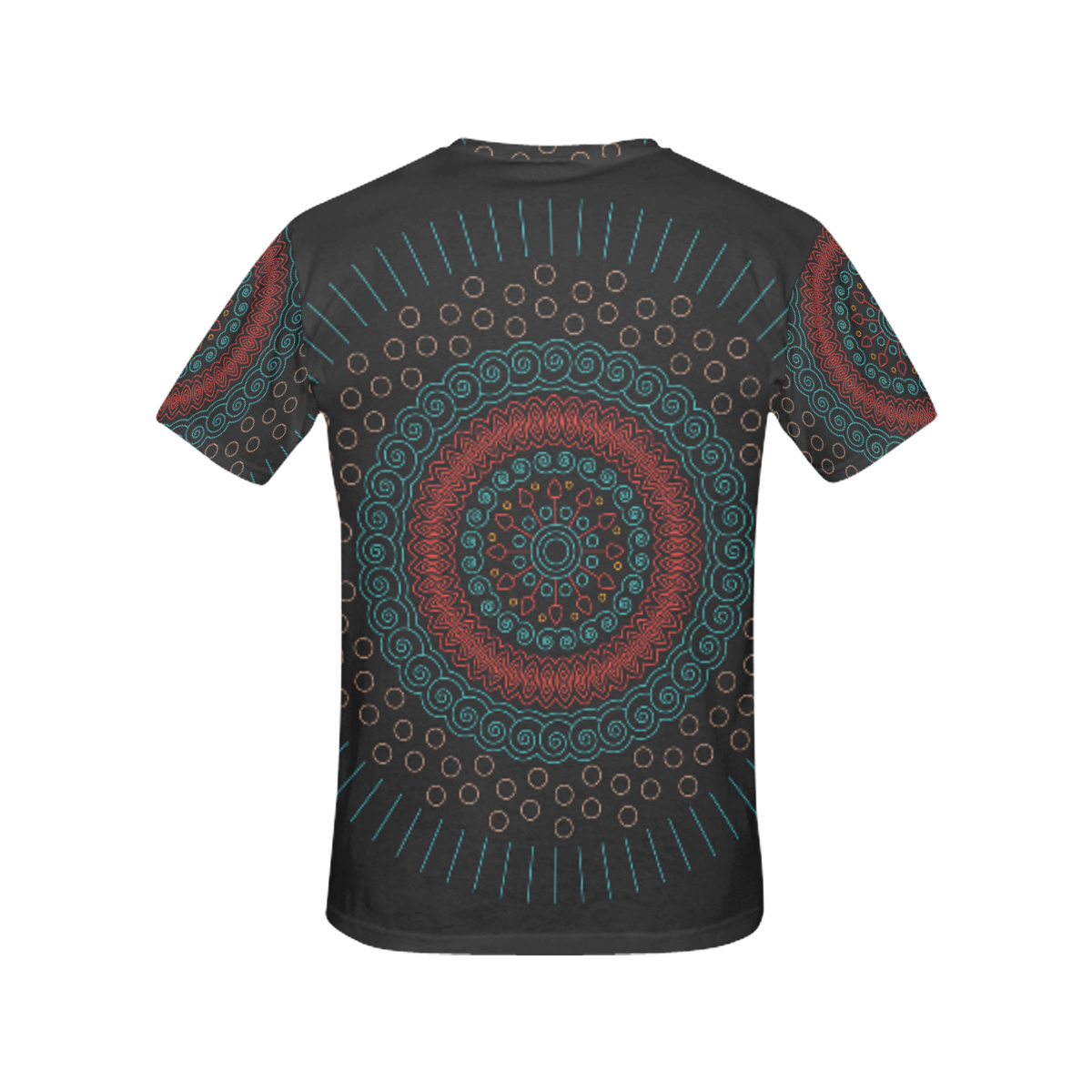 red with green mandala circular All Over Print T-Shirt for Women (USA Size) (Model T40)