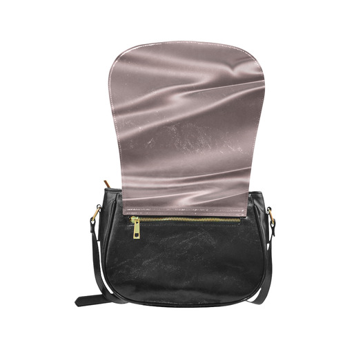 Lilac satin 3D texture Classic Saddle Bag/Small (Model 1648)