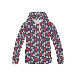 Red Symbolic Camomiles Floral All Over Print Hoodie for Kid (USA Size) (Model H13)