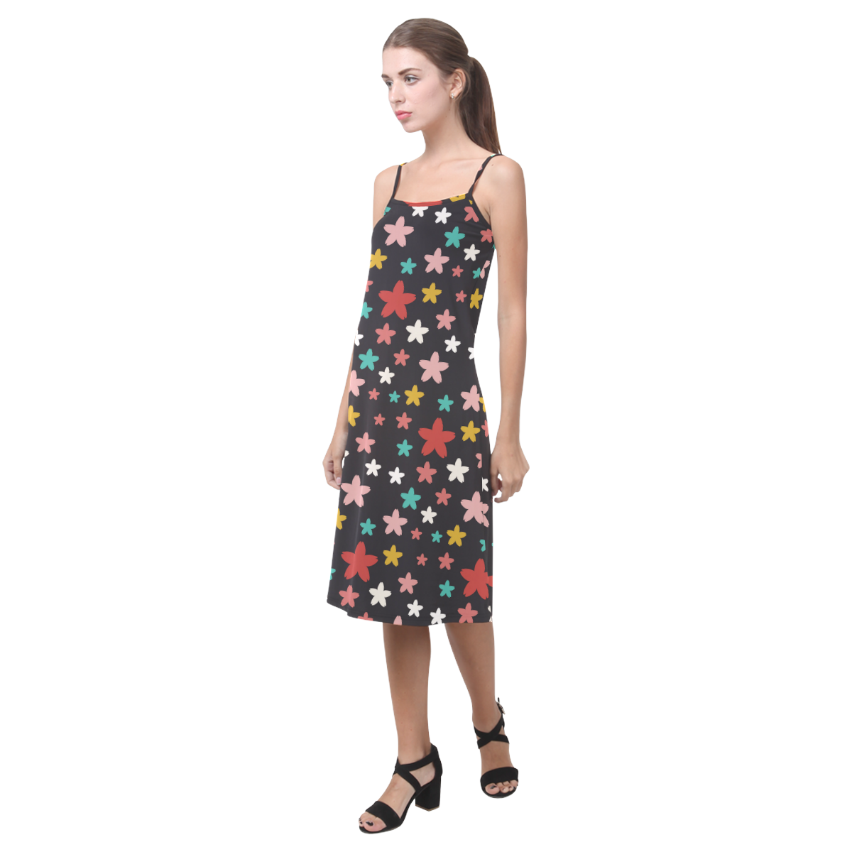 Symmetric Star Flowers Alcestis Slip Dress (Model D05)