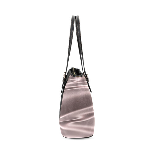 Lilac satin 3D texture Black Center Version Leather Tote Bag/Small (Model 1640)