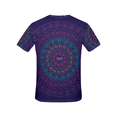 simply pink circular design mandala All Over Print T-Shirt for Women (USA Size) (Model T40)