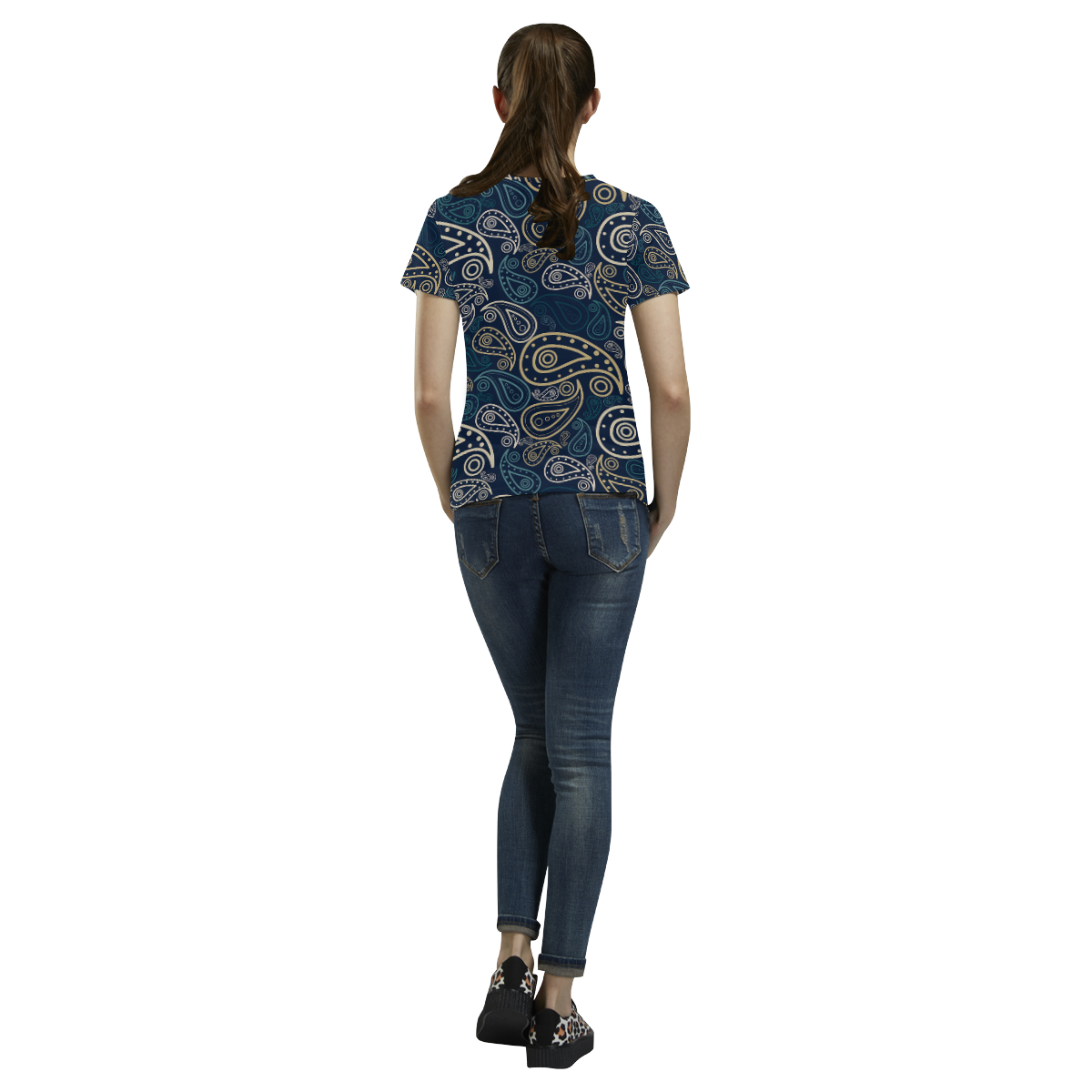 paisley illustration All Over Print T-Shirt for Women (USA Size) (Model T40)
