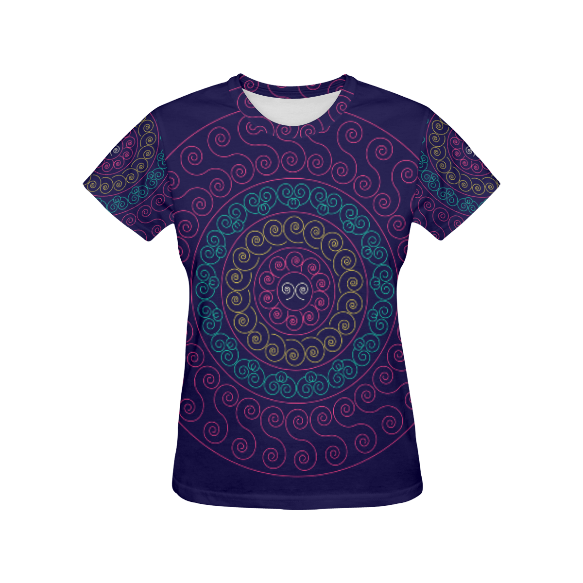 simply pink circular design mandala All Over Print T-Shirt for Women (USA Size) (Model T40)