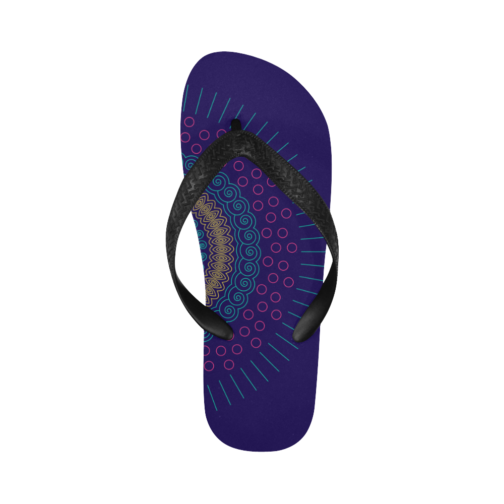 blue mandala circular Flip Flops for Men/Women (Model 040)
