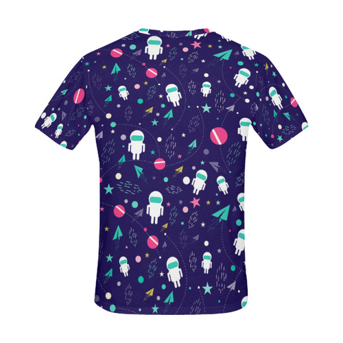 Cute Doodle Astronauts All Over Print T-Shirt for Men (USA Size) (Model T40)