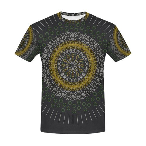 green with yellow mandala circular All Over Print T-Shirt for Men (USA Size) (Model T40)