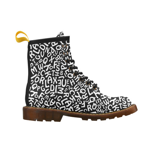 Alphabet Black and White Letters High Grade PU Leather Martin Boots For Men Model 402H