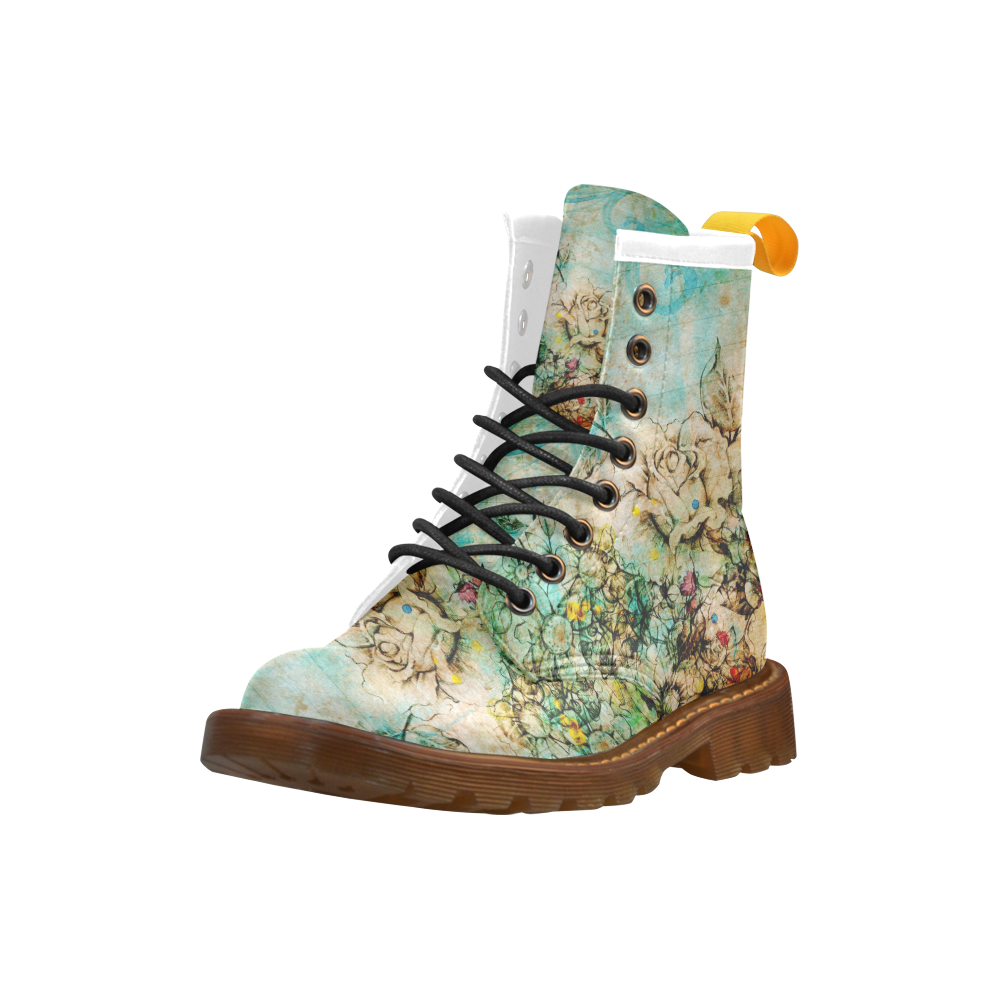 Flower Paper 3 High Grade PU Leather Martin Boots For Women Model 402H