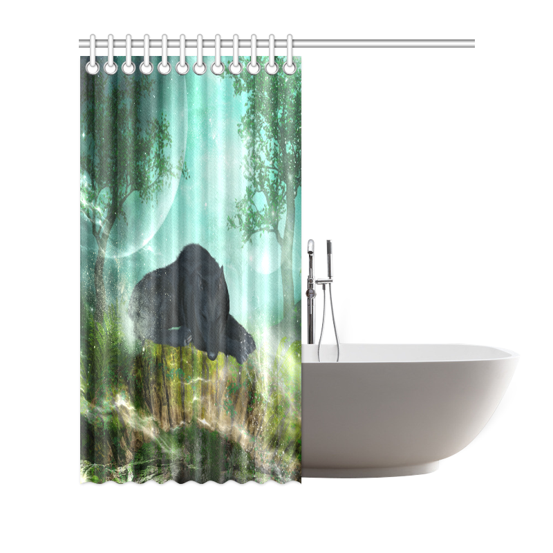 Sleeping wolf in the night Shower Curtain 72"x72"