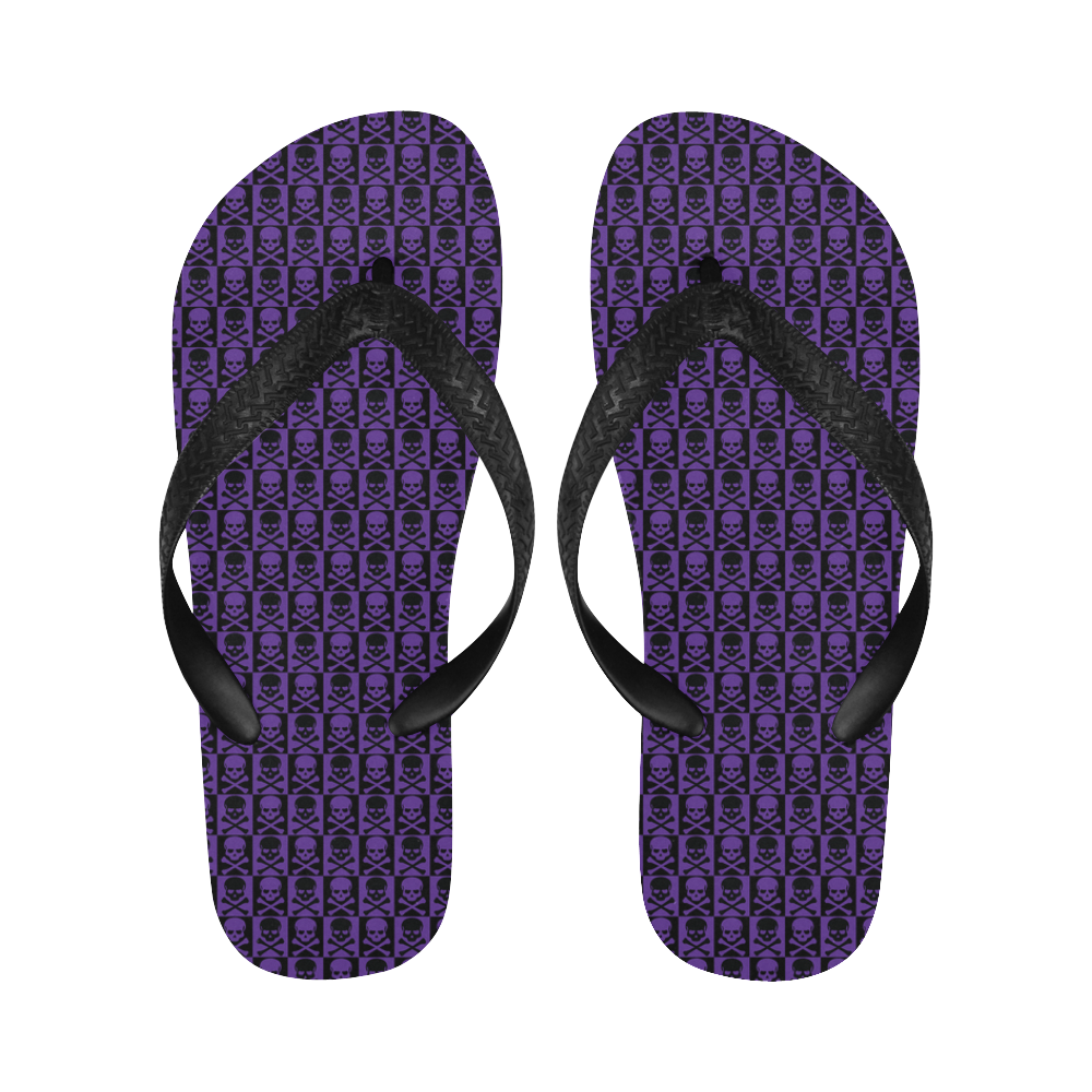 Gothic style Purple and Black Skulls Gothic style pattern Flip Flops for Men/Women (Model 040)