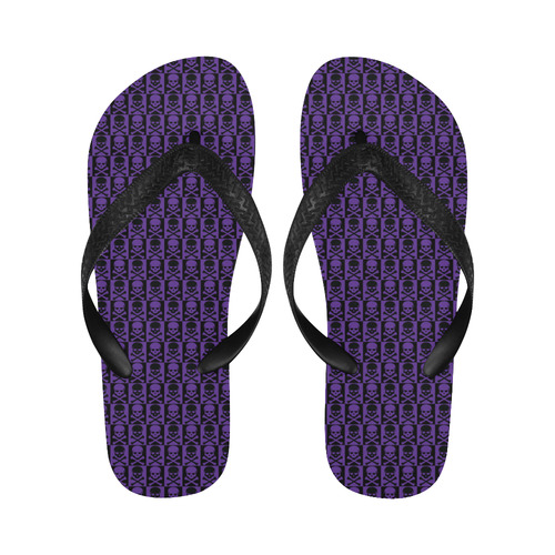 Gothic style Purple and Black Skulls Gothic style pattern Flip Flops for Men/Women (Model 040)