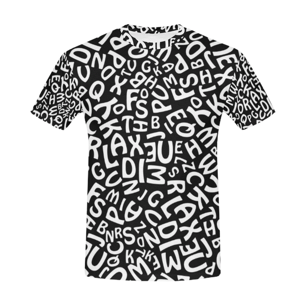 Alphabet Black and White Letters All Over Print T-Shirt for Men (USA ...
