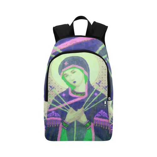 Virgin Mary Green Madonna Swords Christian Fabric Backpack for Adult (Model 1659)