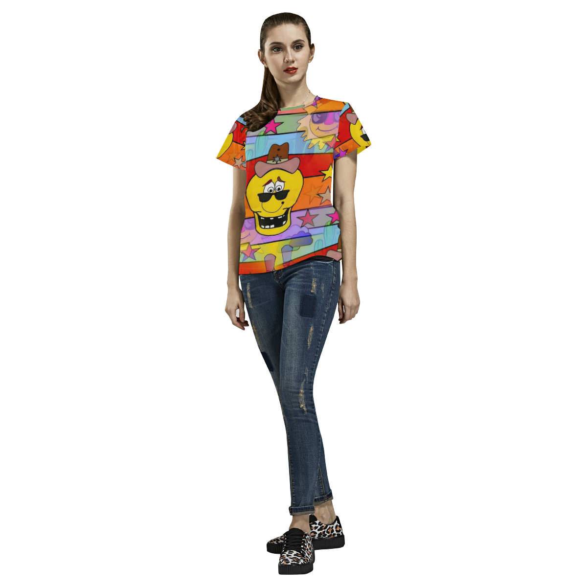 Fun Skull by Popart Lover All Over Print T-Shirt for Women (USA Size) (Model T40)