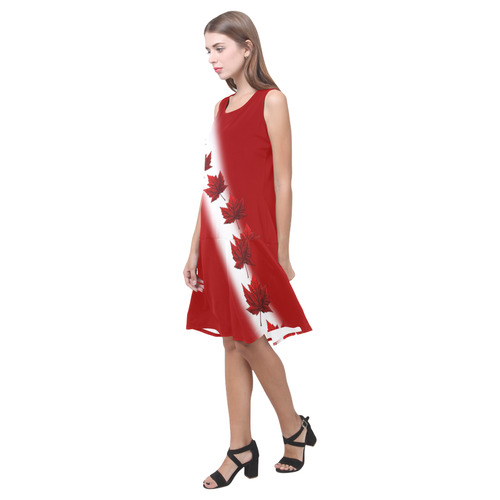 Canada Flag Dresses Canada Dresses Sleeveless Splicing Shift Dress(Model D17)