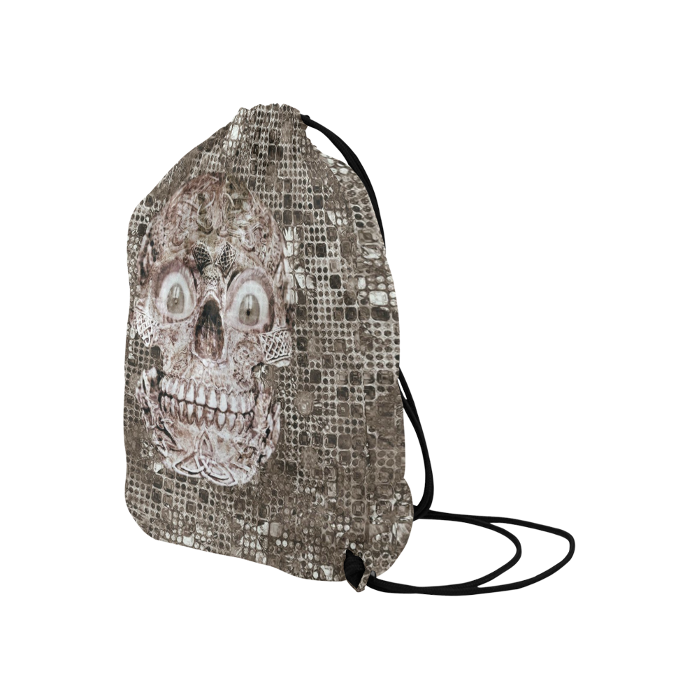 Stone and Metal Skull B by JamColors Large Drawstring Bag Model 1604 (Twin Sides)  16.5"(W) * 19.3"(H)