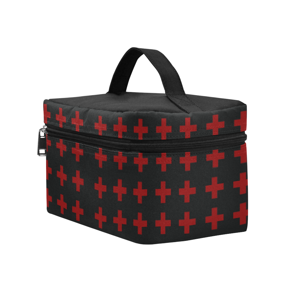 Punk Rock style Red Crosses Pattern design Rock style Cosmetic Bag/Large (Model 1658)