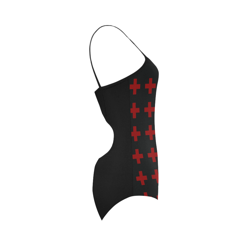 Punk Rock style Red Crosses Pattern design Rock style Strap Swimsuit ( Model S05)